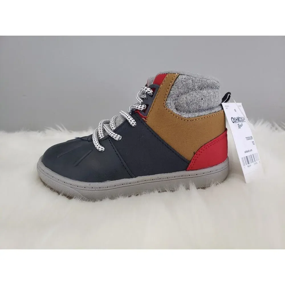 NEW OshKosh Toddler Boys Boots Wistman Navy size 10 Duck‎ Brown Red Fall Winter
